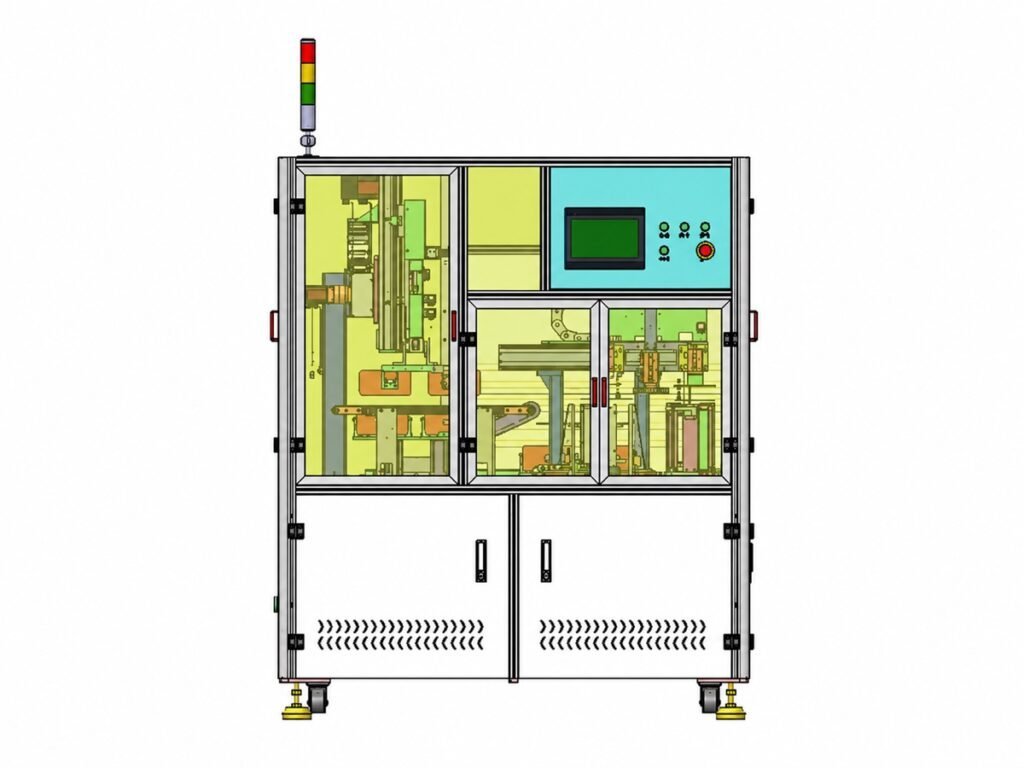Vimfun AL-7S automatic glass stacking machine stacking cover glass with interleaving paper into racks, three-colour signal tower