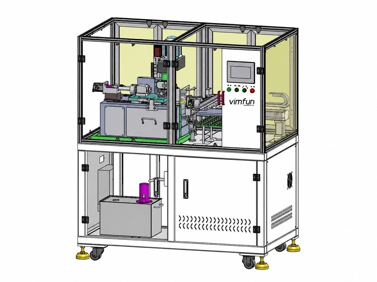 Vimfun Auto-EG-80 automatic lens profiling edger, fully enclosed vertical machine with vacuum pick-and-place