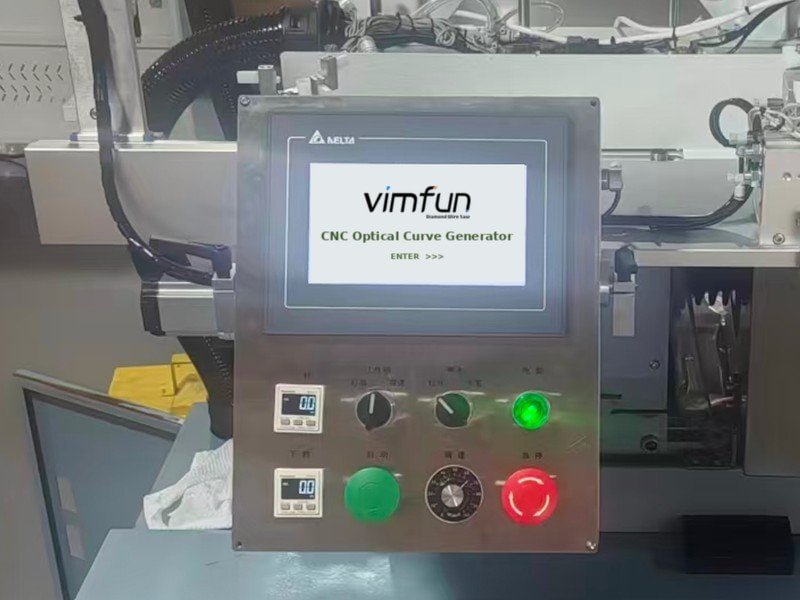 Seven inch touchscreen HMI showing the five-stage feed program parameters