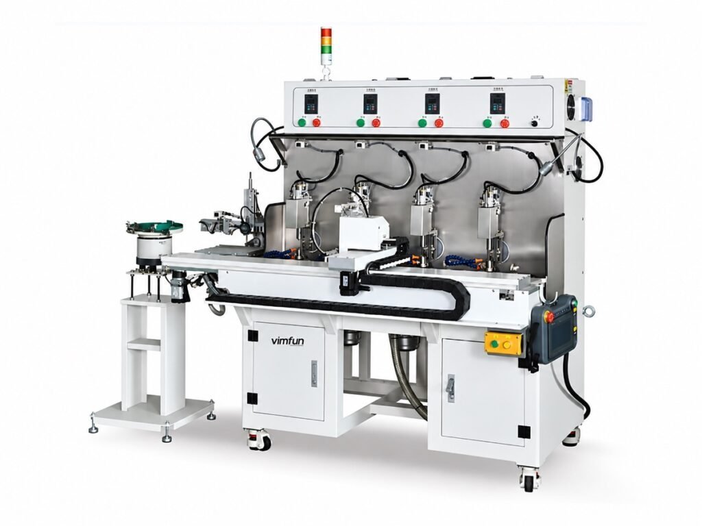 Vimfun FP-4U concave lens polishing machine, four upper-swing spindles over the lap plates