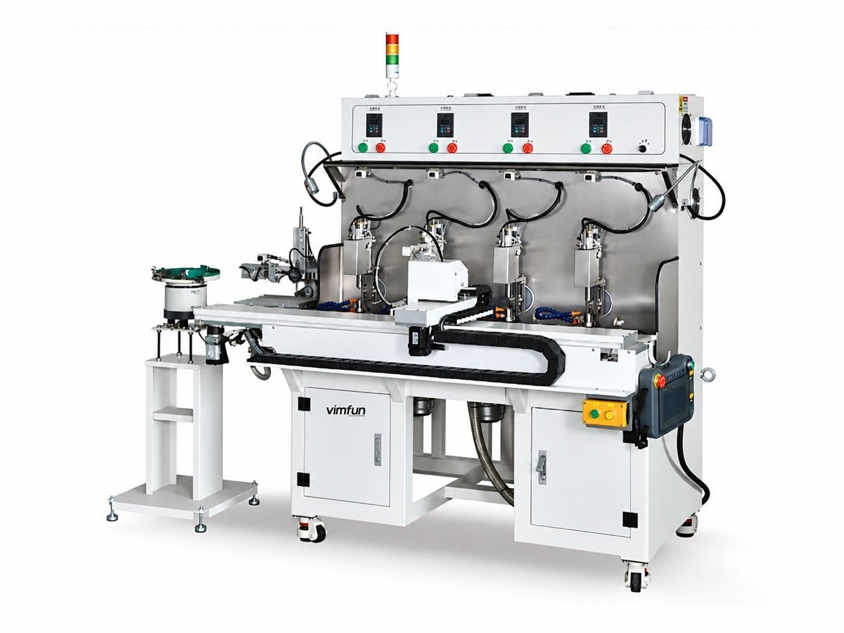 Vimfun FP-4U concave lens polishing machine, four upper-swing spindles over the lap plates