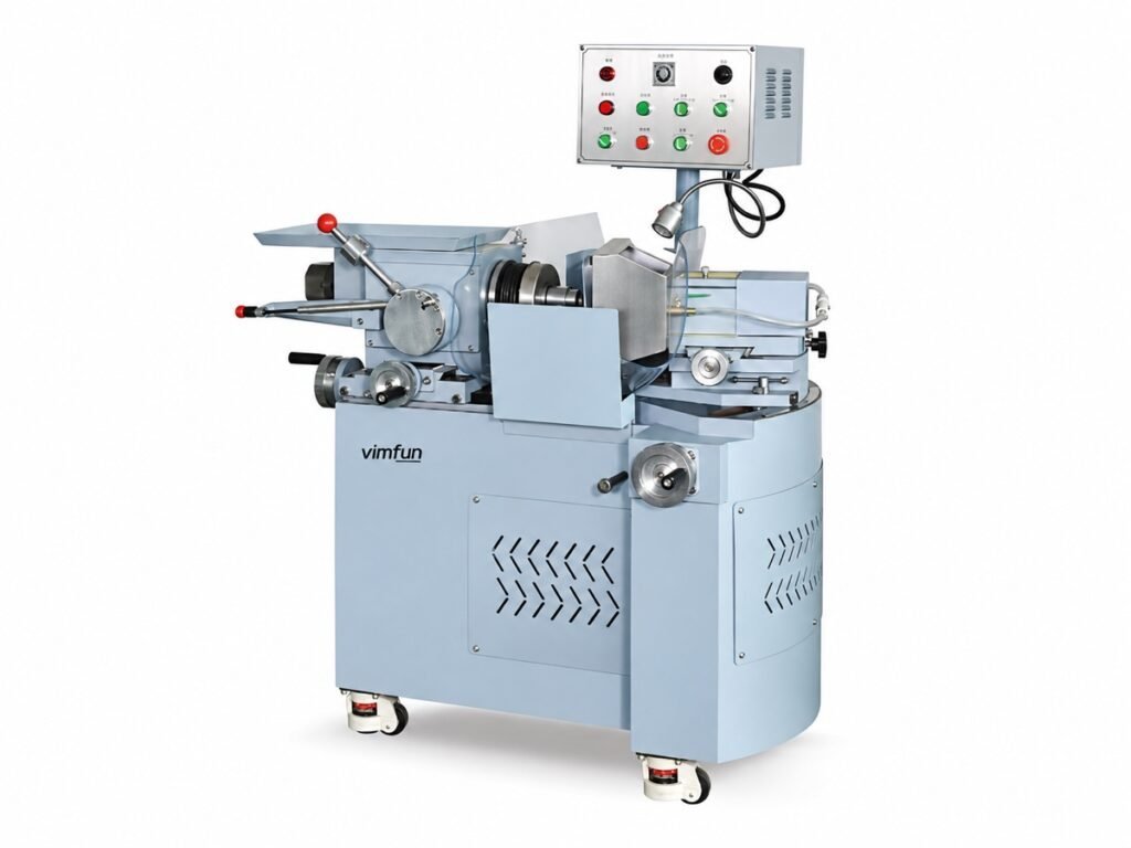 Vimfun SG-80 spherical lens curve generator, manual bench machine with tilting carriage and dual-speed tool spindle