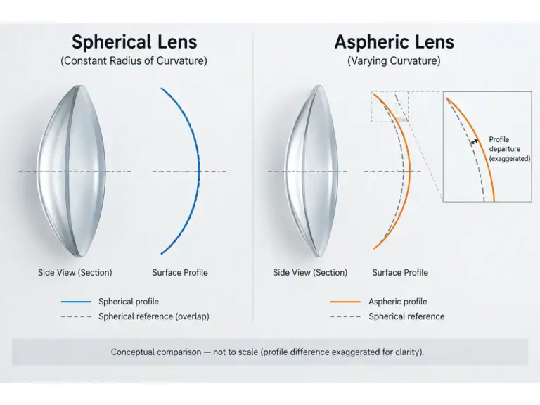 Conceptual comparison of spherical and aspheric lens profiles